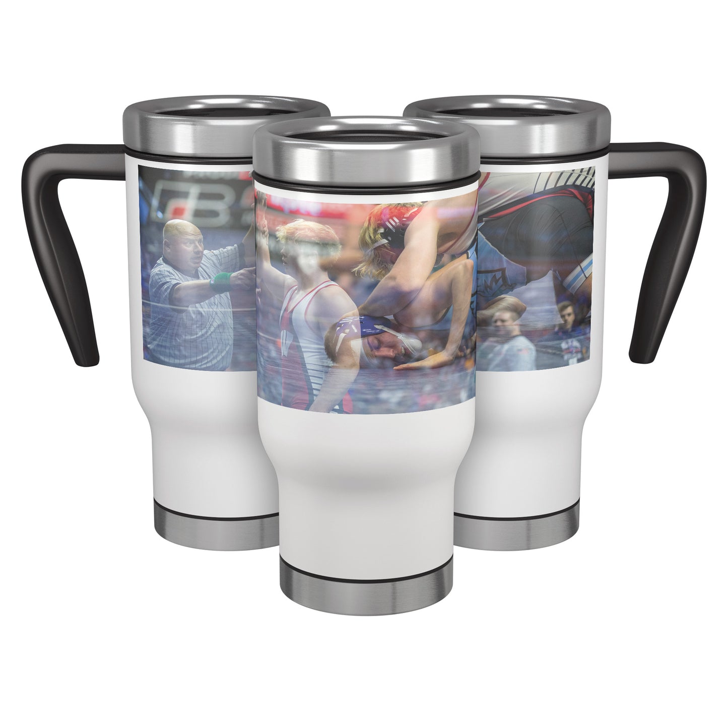 14 oz. Travel Mug - Wrestling