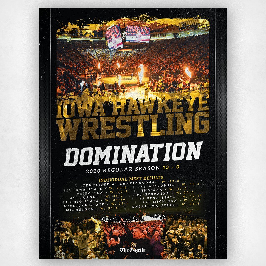Iowa Hawkeye Wrestling DOMINATION Poster 2019-2020