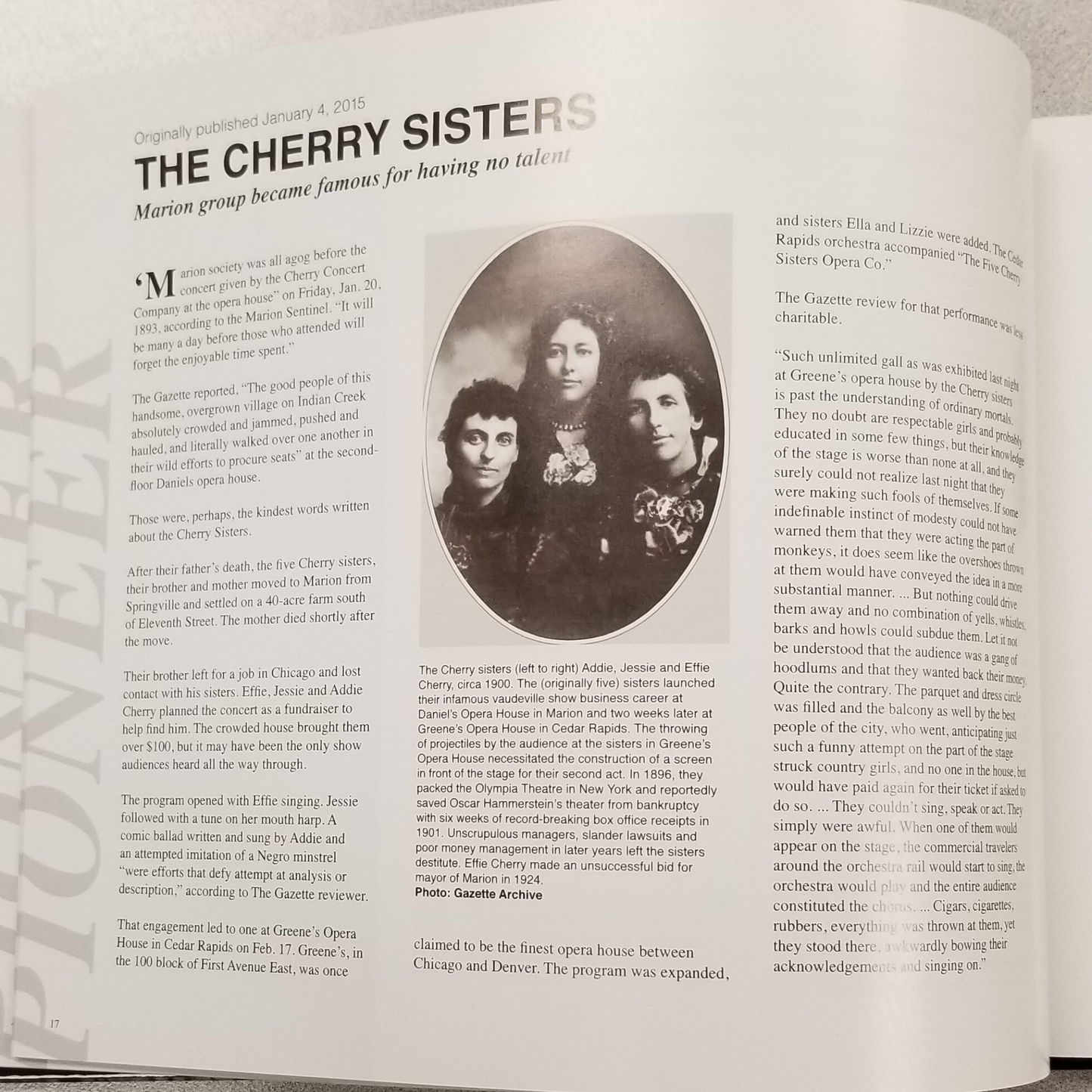 The Cherry Sisters Ties to our Past book The Cedar Rapids Gazette